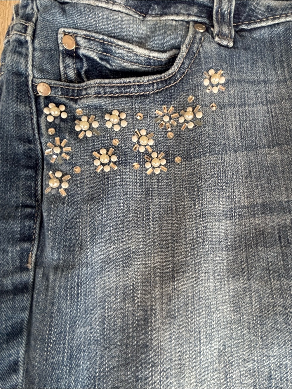 Jennifer Lopez Women's Embellished Blue Denim Skinny Jeans